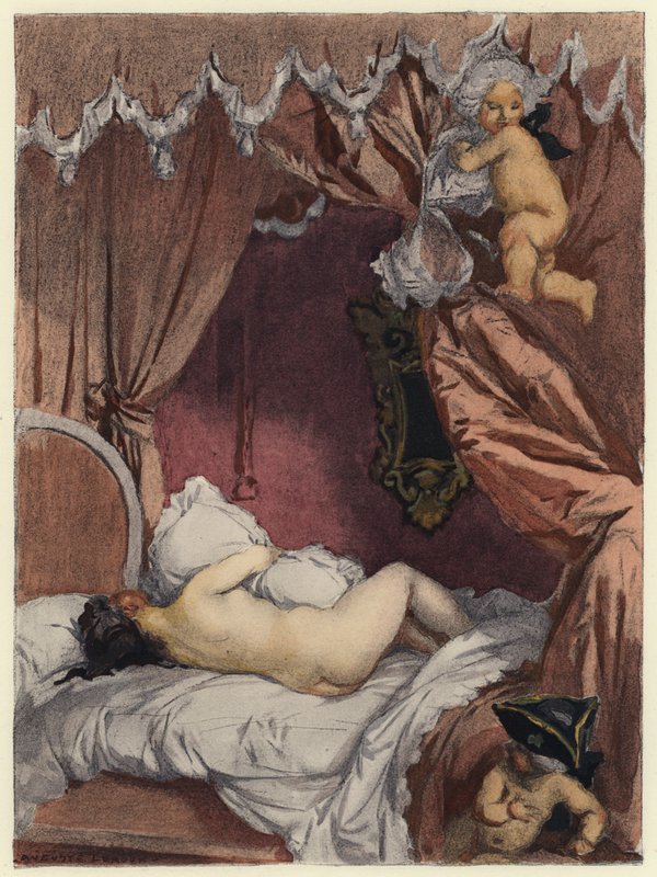 Illusztráció Casanova emlékirataihoz (színes litográfia) alkotó: Jules Marie Auguste Leroux