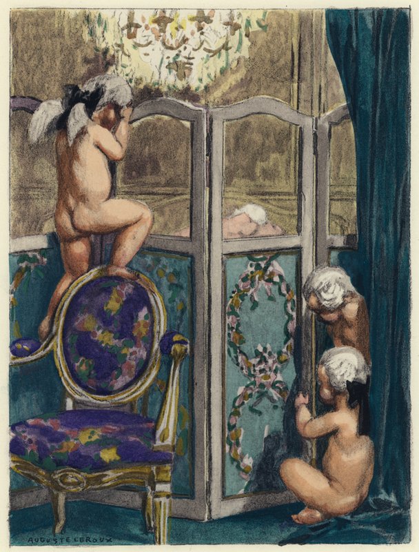 Illusztráció Casanova emlékirataihoz (színes litográfia) alkotó: Jules Marie Auguste Leroux