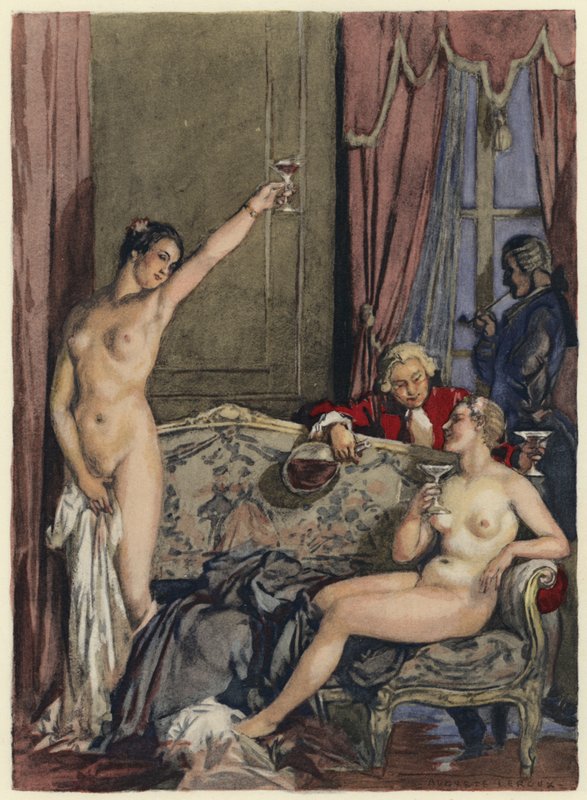 Illusztráció Casanova emlékirataihoz (színes litográfia) alkotó: Jules Marie Auguste Leroux
