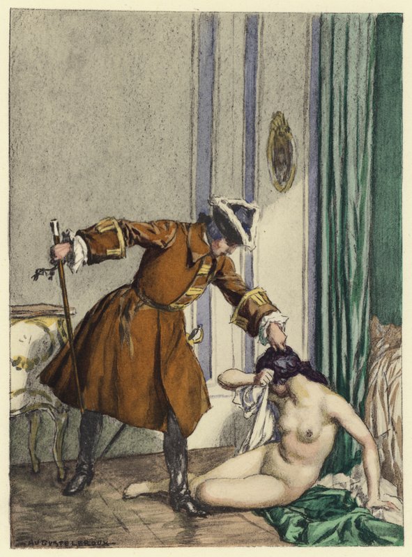 Illusztráció Casanova emlékirataihoz (színes litográfia) alkotó: Jules Marie Auguste Leroux