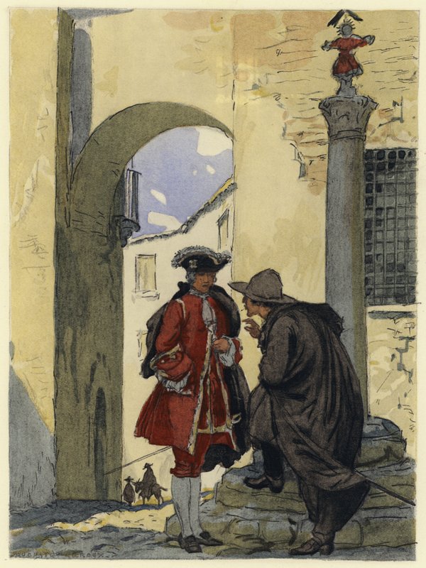 Illusztráció Casanova emlékirataihoz (színes litográfia) alkotó: Jules Marie Auguste Leroux