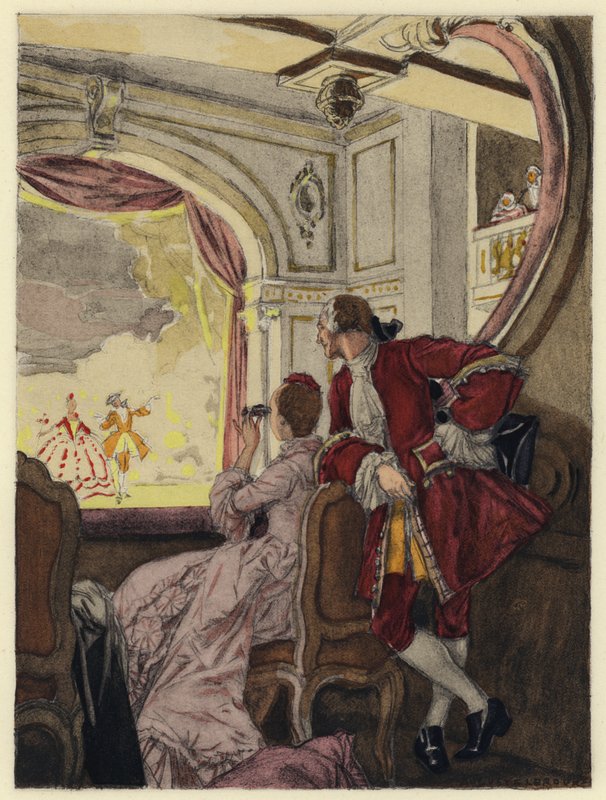 Illusztráció Casanova emlékirataihoz (színes litográfia) alkotó: Jules Marie Auguste Leroux