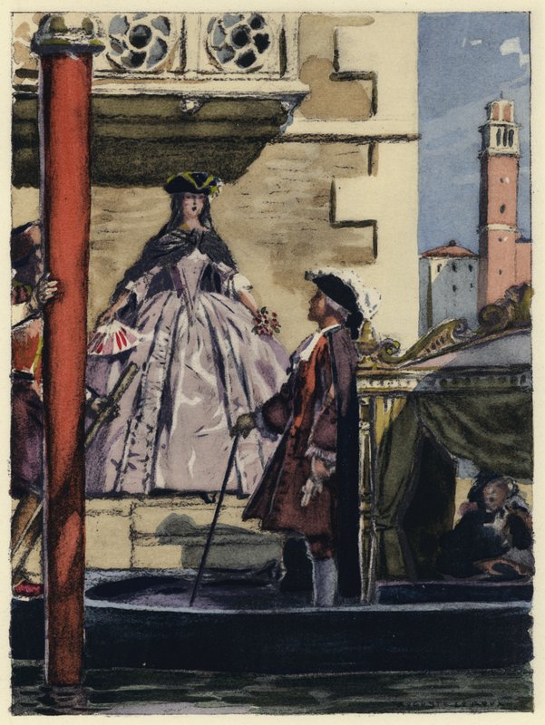 Illusztráció Casanova emlékirataihoz (színes litográfia) alkotó: Jules Marie Auguste Leroux