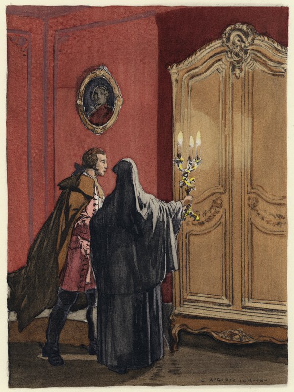 Illusztráció Casanova emlékirataihoz (színes litográfia) alkotó: Jules Marie Auguste Leroux