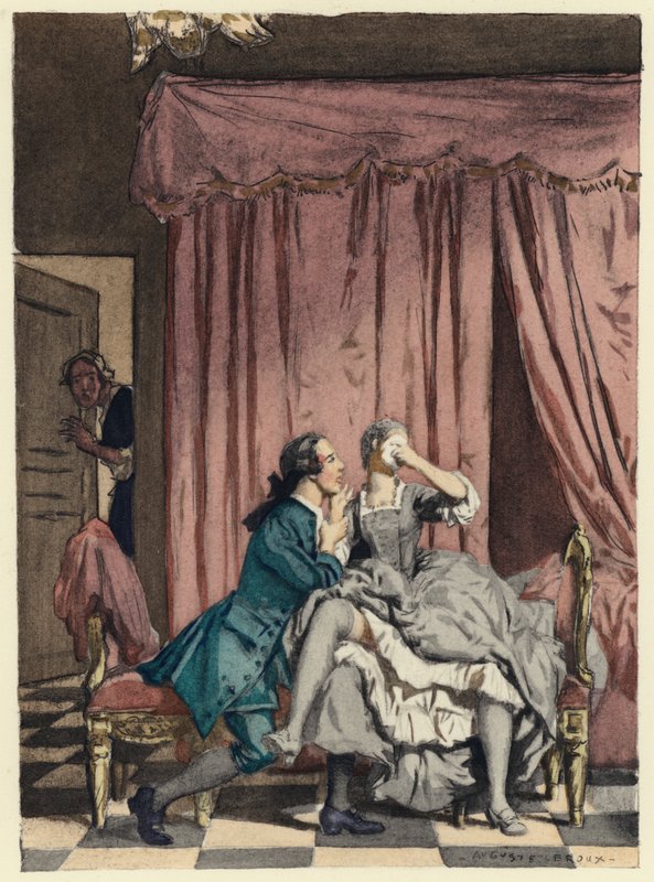 Illusztráció Casanova emlékirataihoz (színes litográfia) alkotó: Jules Marie Auguste Leroux