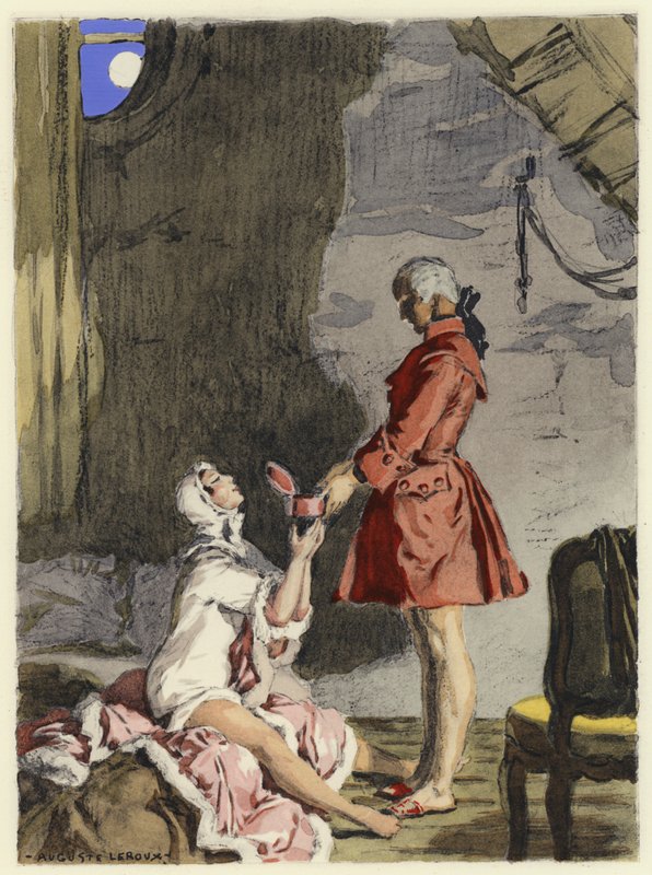 Illusztráció Casanova emlékirataihoz (színes litográfia) alkotó: Jules Marie Auguste Leroux