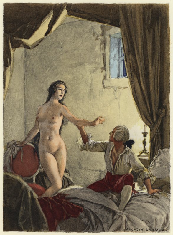 Illusztráció Casanova emlékirataihoz (színes litográfia) alkotó: Jules Marie Auguste Leroux