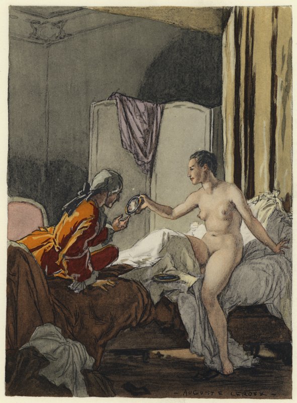 Illusztráció Casanova emlékirataihoz (színes litográfia) alkotó: Jules Marie Auguste Leroux