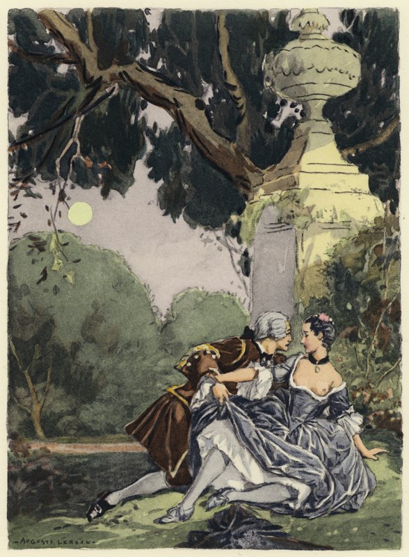 Illusztráció Casanova emlékirataihoz (színes litográfia) alkotó: Jules Marie Auguste Leroux