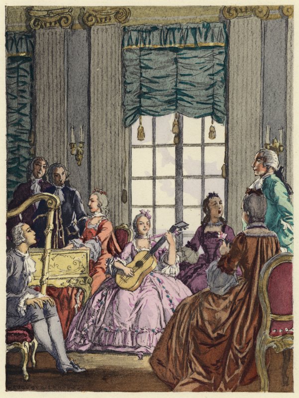 Illusztráció Casanova emlékirataihoz (színes litográfia) alkotó: Jules Marie Auguste Leroux