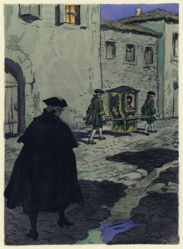 Illusztráció Casanova emlékirataihoz (színes litográfia) alkotó: Jules Marie Auguste Leroux