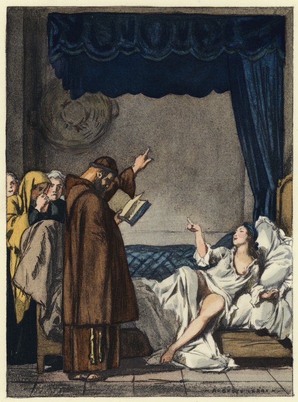Illusztráció Casanova emlékirataihoz (színes litográfia) alkotó: Jules Marie Auguste Leroux