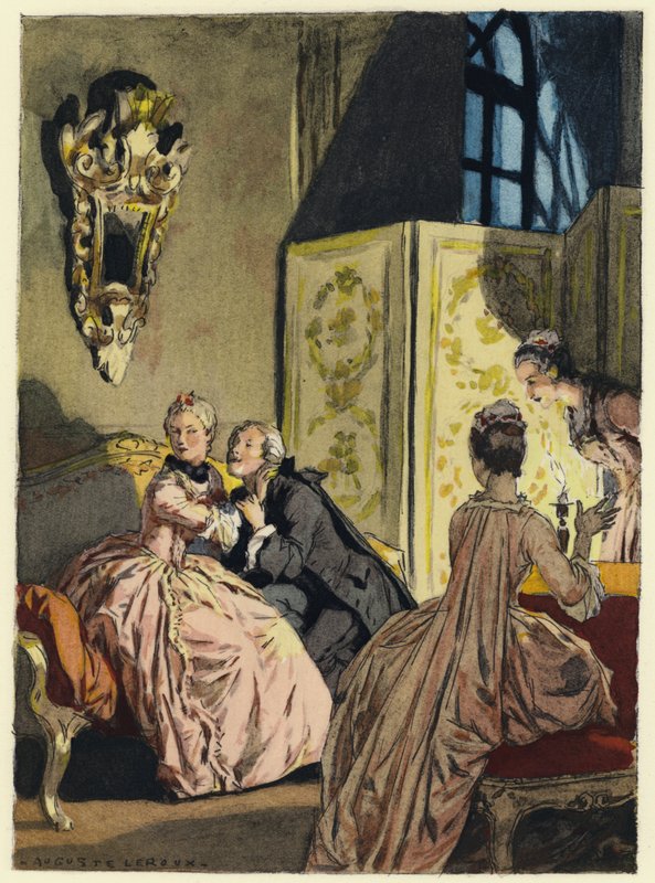 Illusztráció Casanova emlékirataihoz (színes litográfia) alkotó: Jules Marie Auguste Leroux