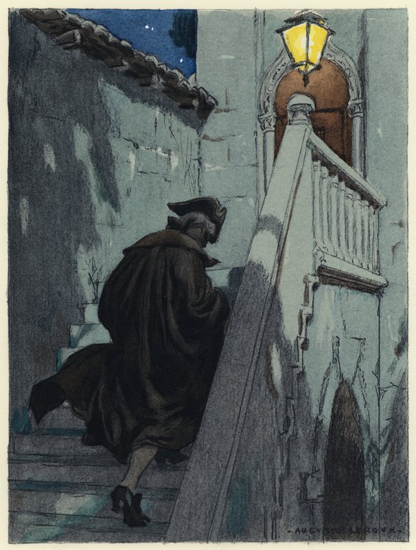 Illusztráció Casanova emlékirataihoz (színes litográfia) alkotó: Jules Marie Auguste Leroux