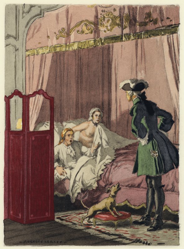 Illusztráció Casanova emlékirataihoz (színes litográfia) alkotó: Jules Marie Auguste Leroux