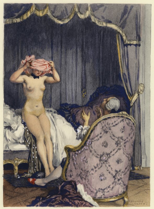 Illusztráció Casanova emlékirataihoz (színes litográfia) alkotó: Jules Marie Auguste Leroux