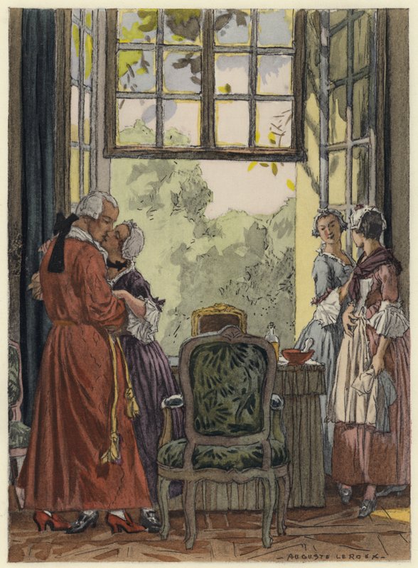 Illusztráció Casanova emlékirataihoz (színes litográfia) alkotó: Jules Marie Auguste Leroux