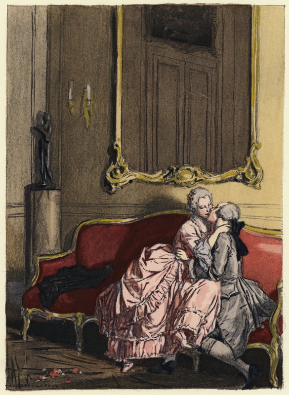 Illusztráció Casanova emlékirataihoz (színes litográfia) alkotó: Jules Marie Auguste Leroux