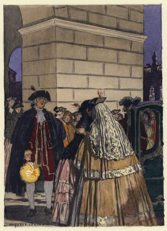 Illusztráció Casanova emlékirataihoz (színes litográfia) alkotó: Jules Marie Auguste Leroux