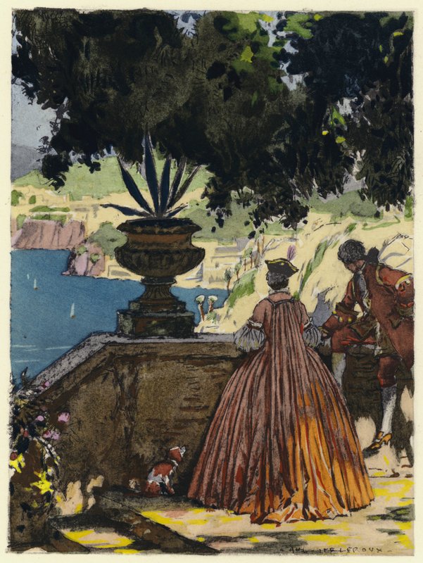 Illusztráció Casanova emlékirataihoz (színes litográfia) alkotó: Jules Marie Auguste Leroux