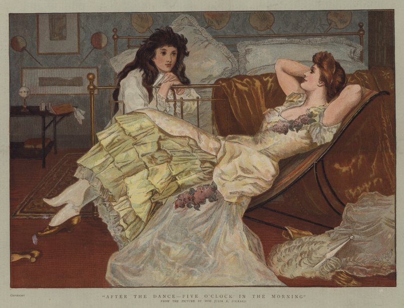 Tánc után, hajnali ötkor (chromolitho) alkotó: Julia Bracewell Folkard