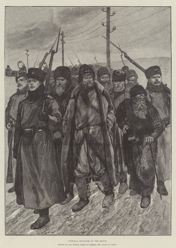 Büntetés-végrehajtási foglyok a menetben alkotó: Julius Mandes Price