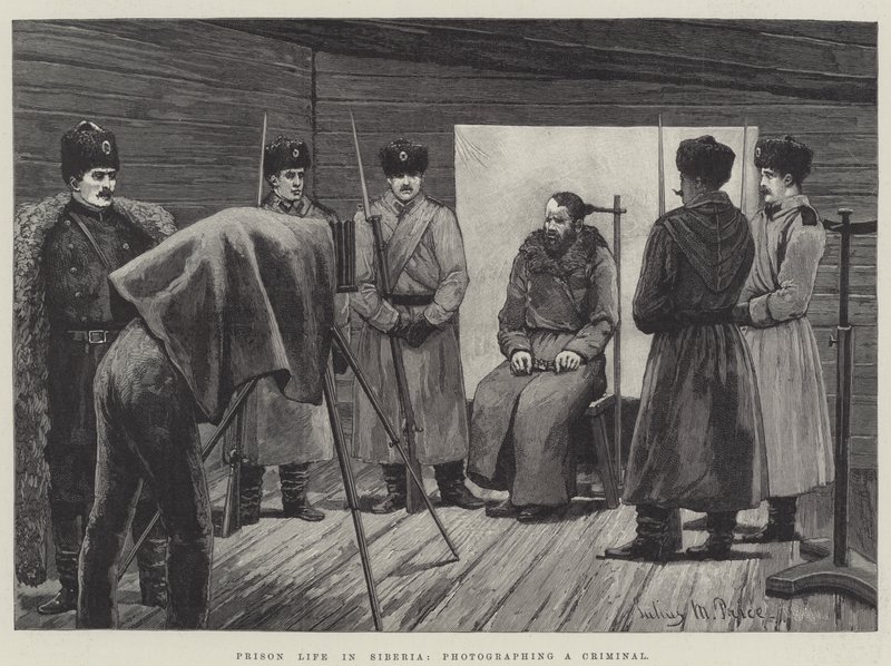 Börtönélet Szibériában, egy bűnöző fényképezése alkotó: Julius Mandes Price