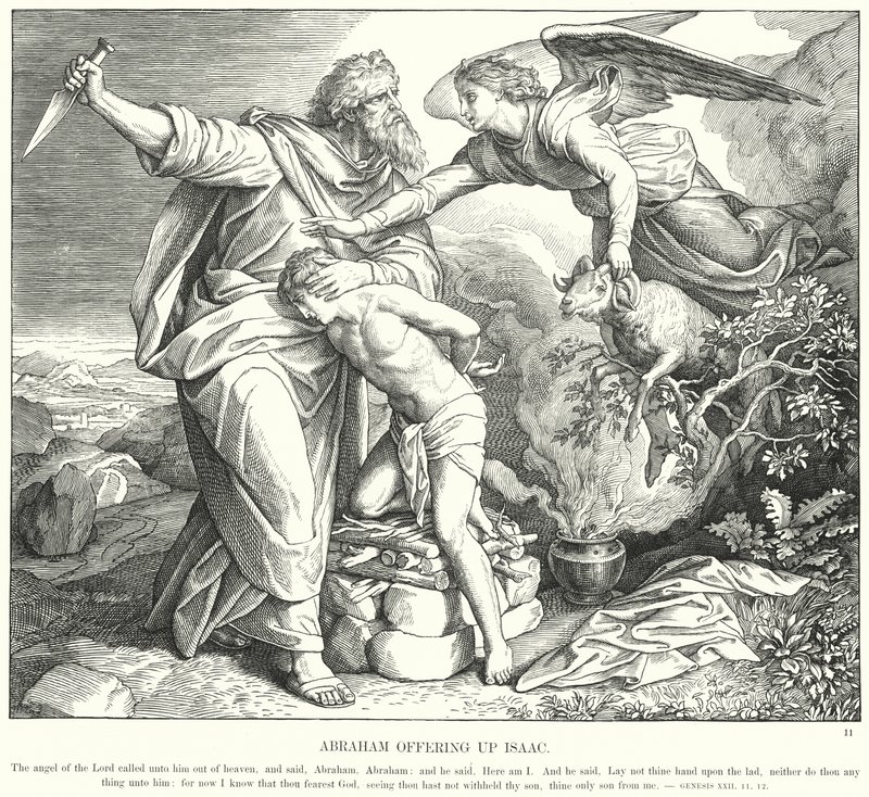 Ábrahám felajánlja Izsákot (metszet) alkotó: Julius (after) Schnorr von Carolsfeld