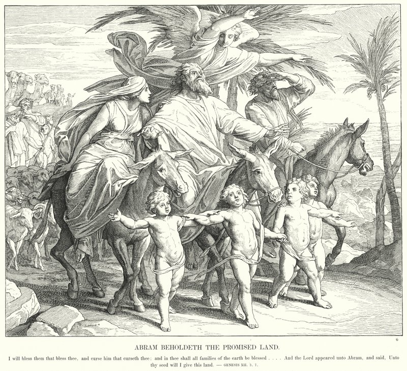 Ábrám látja az ígéret földjét (metszet) alkotó: Julius (after) Schnorr von Carolsfeld