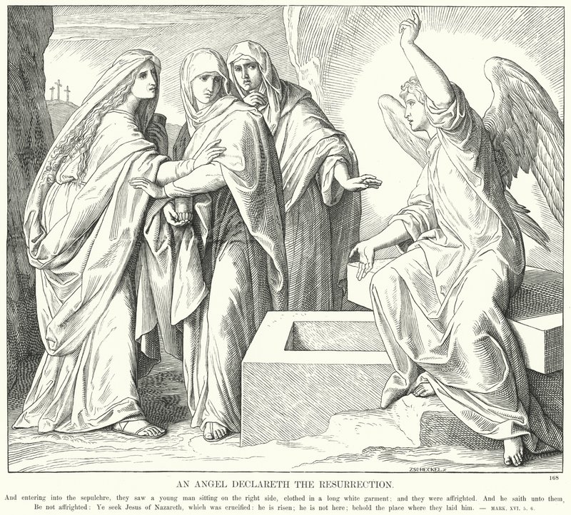 Egy angyal kihirdeti a feltámadást (metszet) alkotó: Julius (after) Schnorr von Carolsfeld