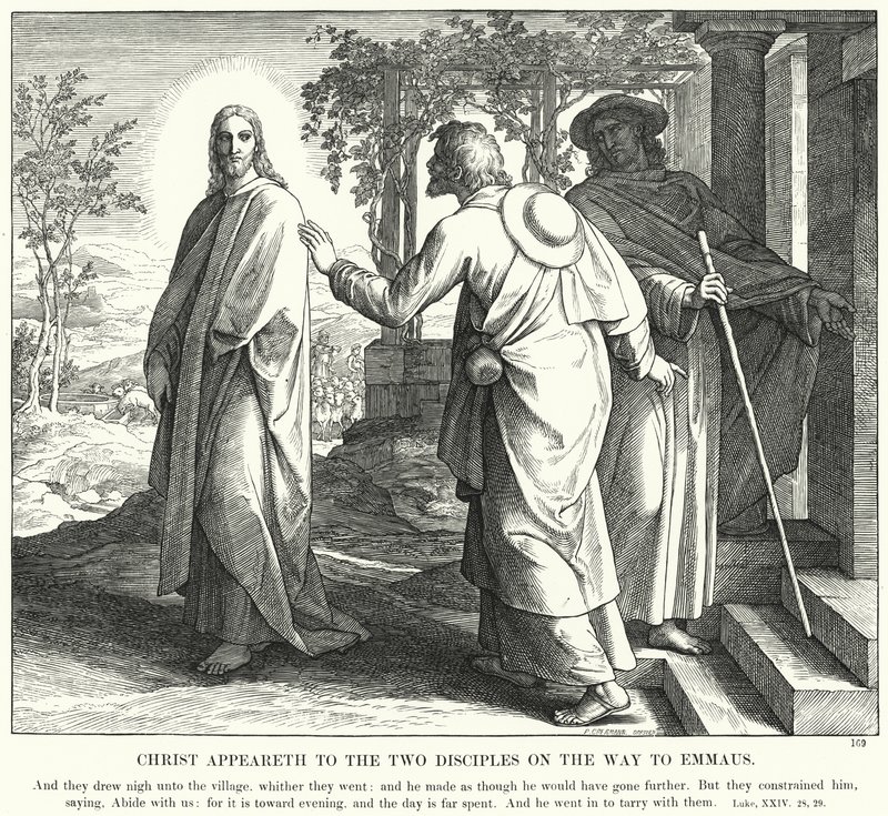 Krisztus megjelenik a két tanítványnak az emmausi úton (metszet) alkotó: Julius (after) Schnorr von Carolsfeld