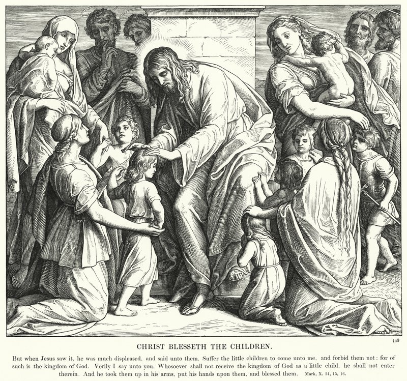 Krisztus megáldja a gyermekeket (metszet) alkotó: Julius (after) Schnorr von Carolsfeld
