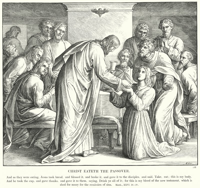Krisztus megeszi a húsvétot (metszet) alkotó: Julius (after) Schnorr von Carolsfeld