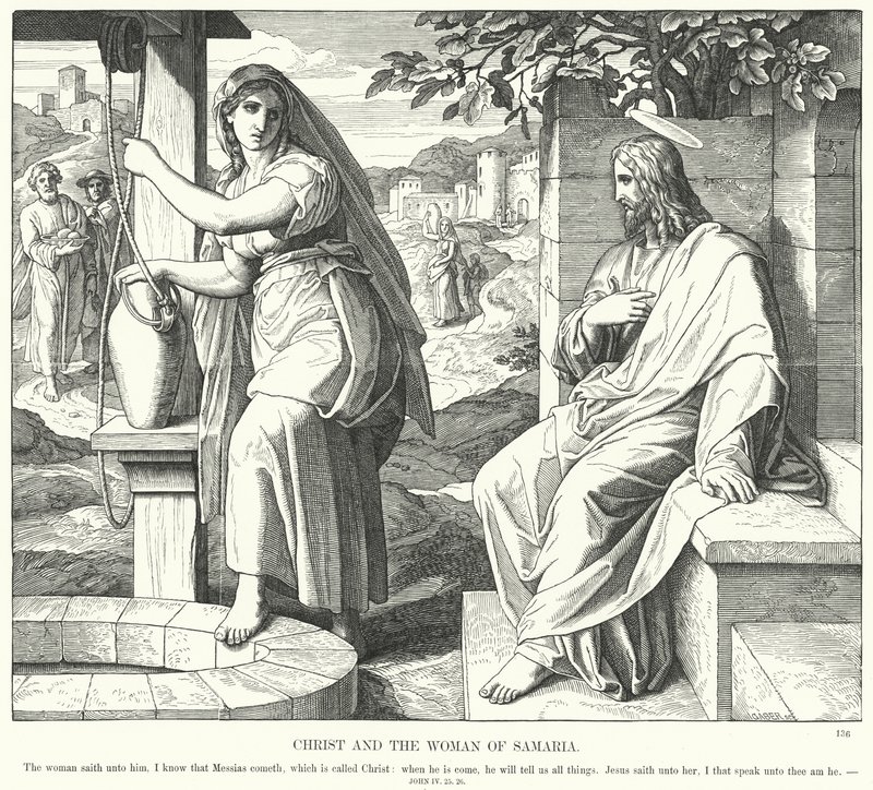 Krisztus és a szamáriai asszony (metszet) alkotó: Julius (after) Schnorr von Carolsfeld