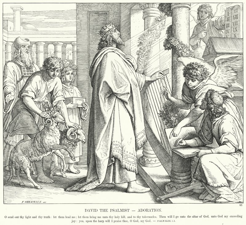 Zsoltáros Dávid, Imádás (metszet) alkotó: Julius (after) Schnorr von Carolsfeld
