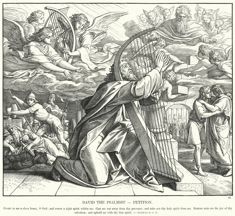 Zsoltáros Dávid, Könyörgés (metszet) alkotó: Julius (after) Schnorr von Carolsfeld