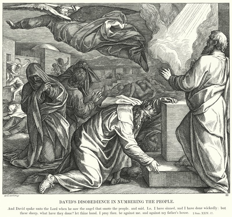 Dávid engedetlensége az emberek számozásában (metszet) alkotó: Julius (after) Schnorr von Carolsfeld