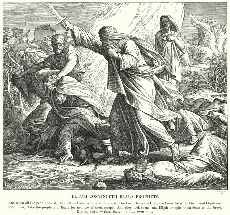 Illés Meggyőz Baal prófétái (metszet) alkotó: Julius (after) Schnorr von Carolsfeld