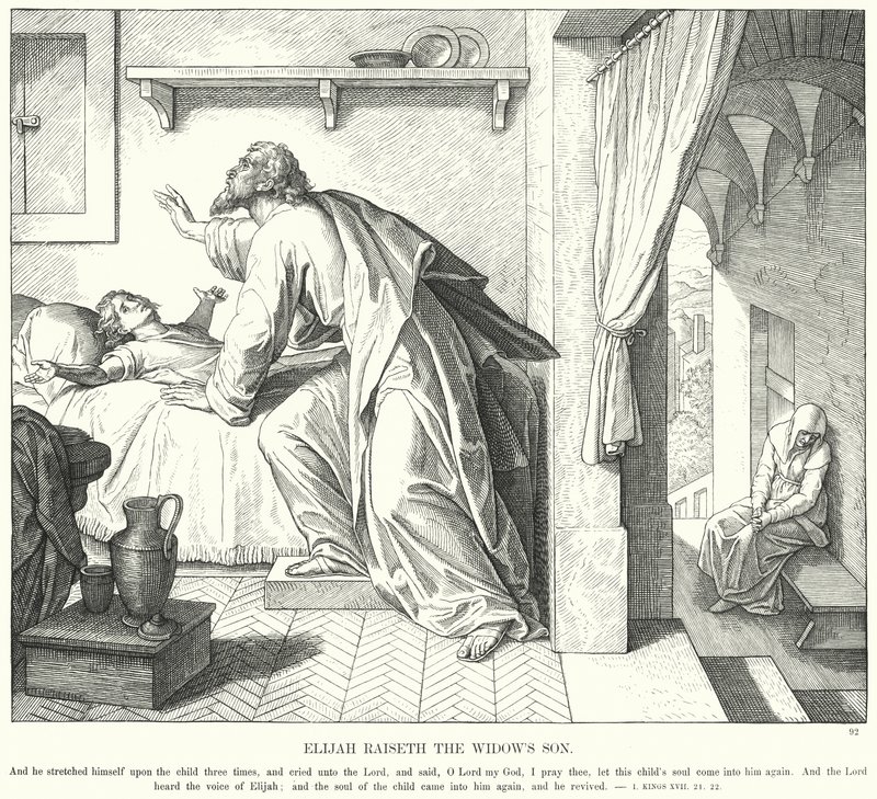 Elijah Raiseth, az özvegy fia (metszet) alkotó: Julius (after) Schnorr von Carolsfeld