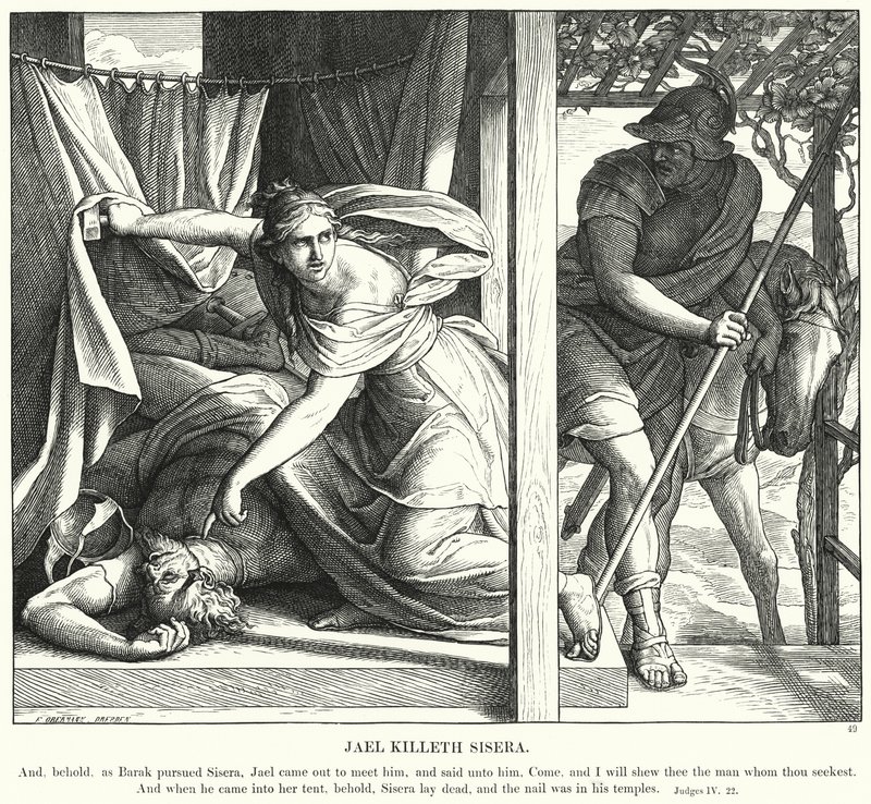 Jael Killeth Sisera (metszet) alkotó: Julius (after) Schnorr von Carolsfeld