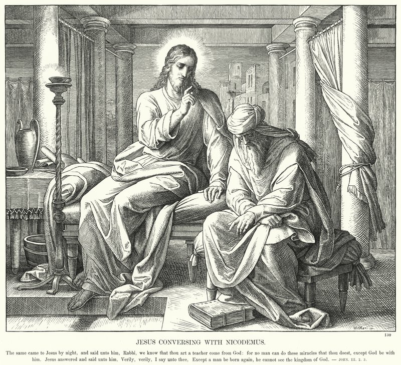 Jézus Nikodémusszal beszélget (metszet) alkotó: Julius (after) Schnorr von Carolsfeld