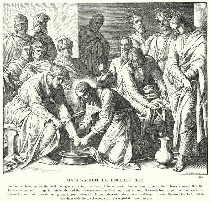 Jézus megmossa tanítványai lábát (metszet) alkotó: Julius (after) Schnorr von Carolsfeld