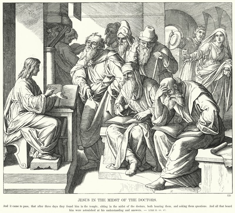 Jézus az orvosok közepette (metszet) alkotó: Julius (after) Schnorr von Carolsfeld