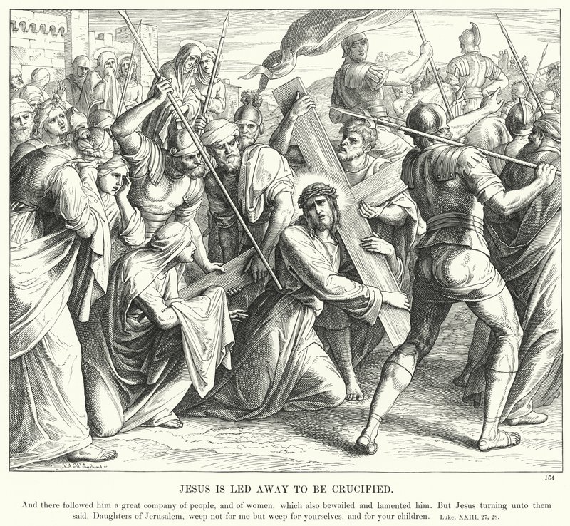 Jézust elvezetik, hogy keresztre feszítsék (metszet) alkotó: Julius (after) Schnorr von Carolsfeld