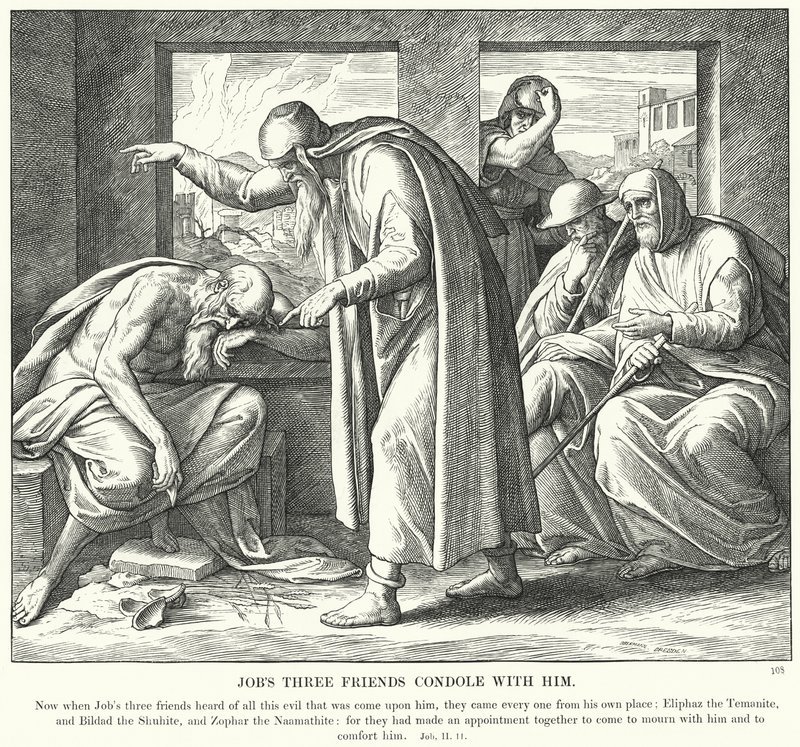 Jób három barátja együttérz vele (metszet) alkotó: Julius (after) Schnorr von Carolsfeld