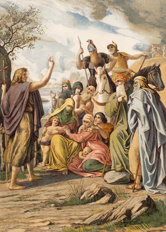 Keresztelő János prédikál a pusztában (színes litográfia) alkotó: Julius (after) Schnorr von Carolsfeld