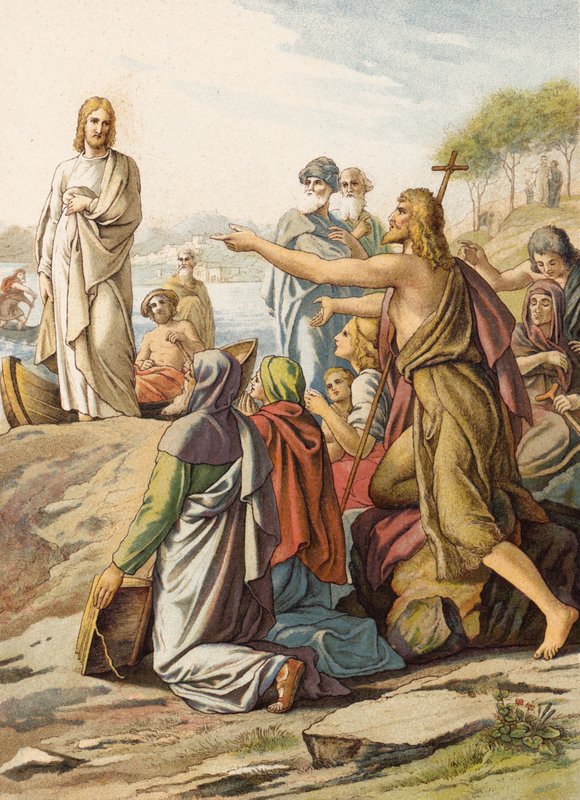Keresztelő János hirdeti Krisztust (színes litó) alkotó: Julius (after) Schnorr von Carolsfeld