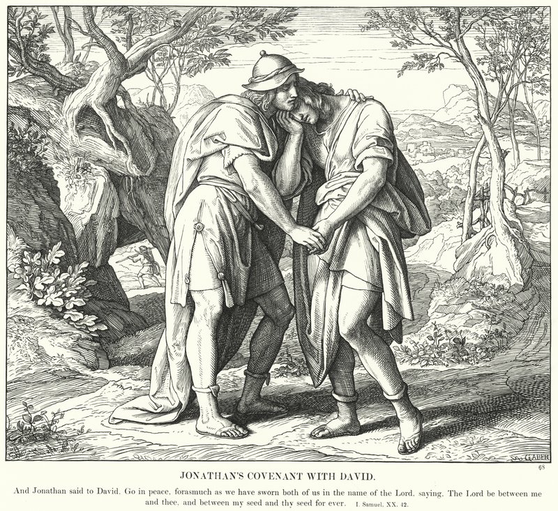 Jonatán szövetsége Dáviddal (metszet) alkotó: Julius (after) Schnorr von Carolsfeld