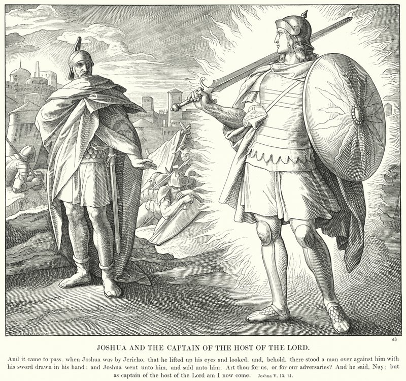 Józsué és az Úr seregének kapitánya (metszet) alkotó: Julius (after) Schnorr von Carolsfeld
