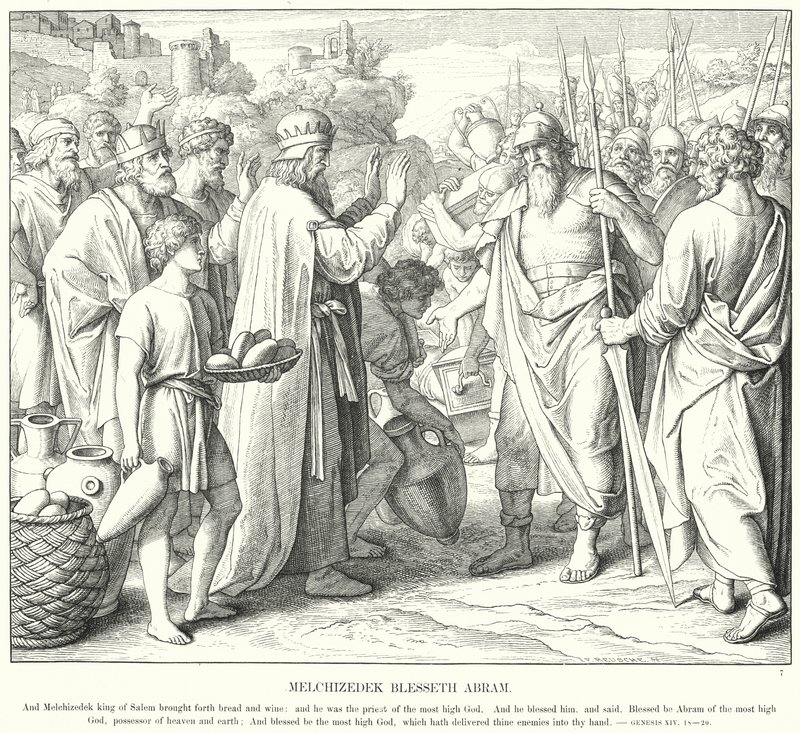 Melkizedek Blesseth Ábrám (metszet) alkotó: Julius (after) Schnorr von Carolsfeld